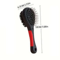 Double-Sided Pet Care Comb with a black plastic body, red handle accent, and bristles on both sides