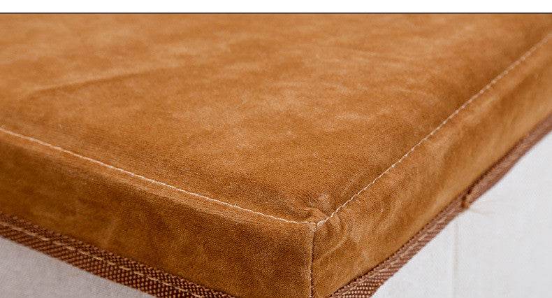 Foldable Storage Pet stair step with brown flannel upholstery, padded cotton filling, and textured fabric trim along the edge