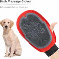 Pet Wash & Hair Removal Mitt in red mesh with a dark gray, raised silicone grooming surface and black wrist cuff