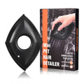 Reusable Pet Hair Remover, black diamond-shaped rubber scraper with serrated edges and a round finger hole